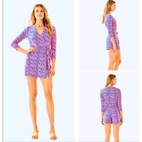 Lilly Pulitzer XL Romper Wrap Skirt Shorts XL Karlie Skort Preppy Vacation Dress - Picture 1 of 12